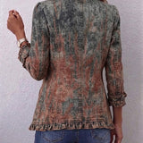Ella | Vintage-Rüschenjacke mit strukturiertem Farbverlauf