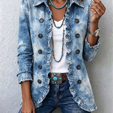 Käthe | Vintage-Boho-Jacke mit botanischem Farbverlauf und Rüschen
