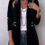 Margarete | Lange Vintage-Jacke mit Revers und Knopfdetails