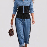 Tilda | Set aus kurzer Colorblock-Jacke und weiter Hose