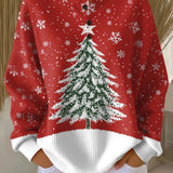 Sadie – Rotes Oberteil mit Weihnachtsbaum-Motiv